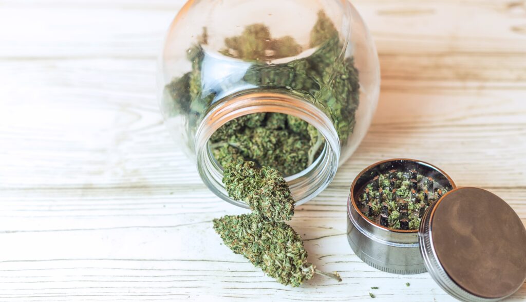 cbd medical marijuana in glass jar